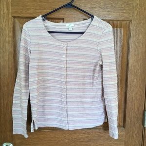 J Jill pink striped cardigan button down M